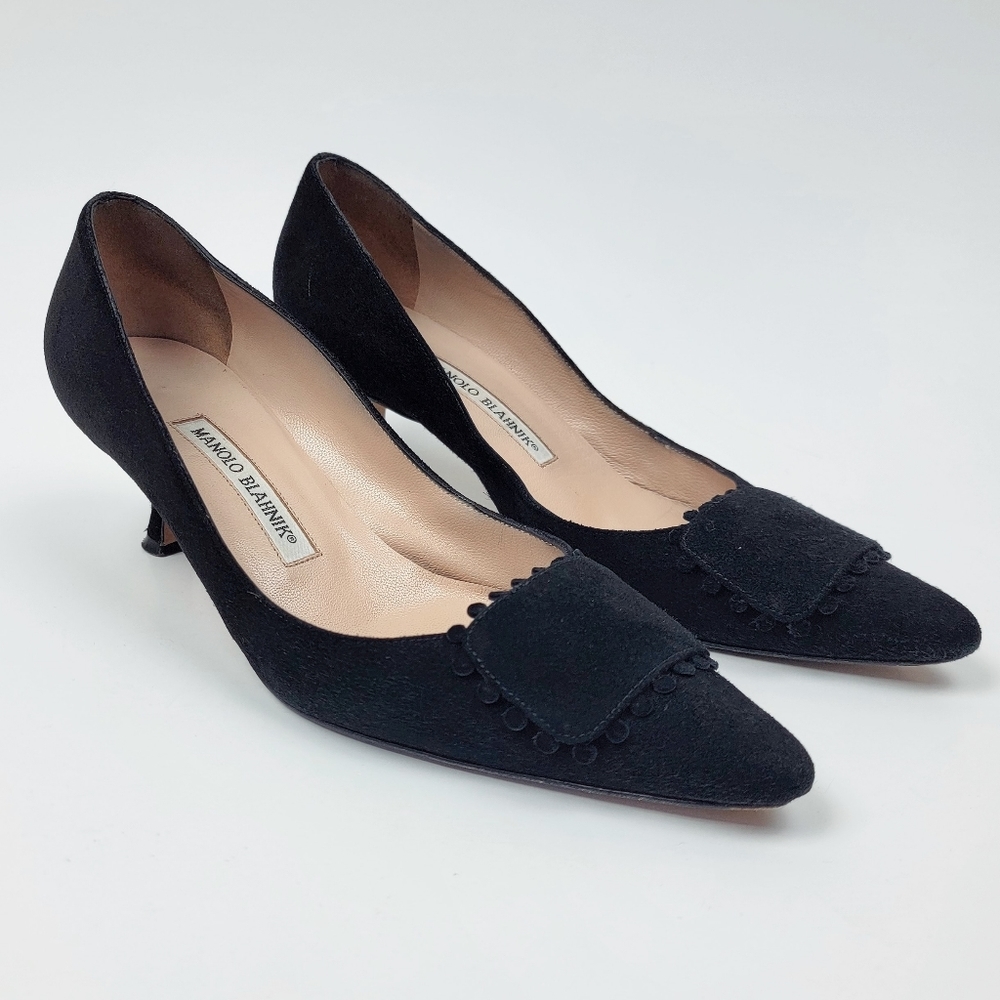 Manolo Blahnik Bottopla Suede Pointed Pump Heels 37
